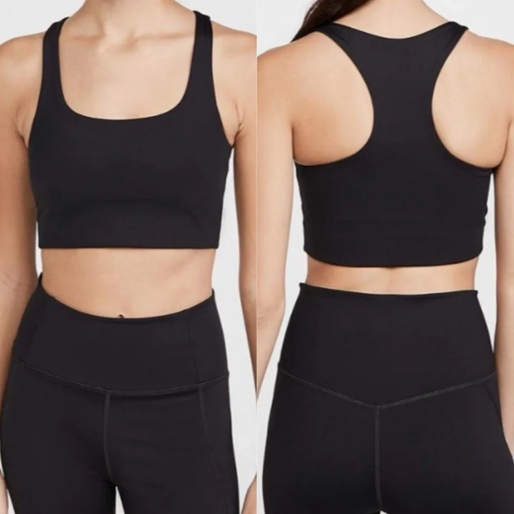 Girlfriend Collective Paloma Longline Racerback Sports Bra‎ Black